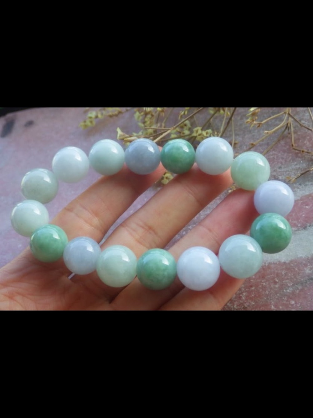 Elegant green certificate jadeite Jade wealth safety 13mm bead bracelet 7inches
